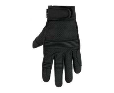 DIGITAL PERFORATED SUMMER LEATHER GLOVES - CE Approved - Black -S-LINE S-LINE