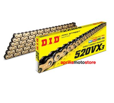 DID 520VX3 CHAIN ​​(Gold & Black) - Length: 110 links with rivet joint (ZJ) DID